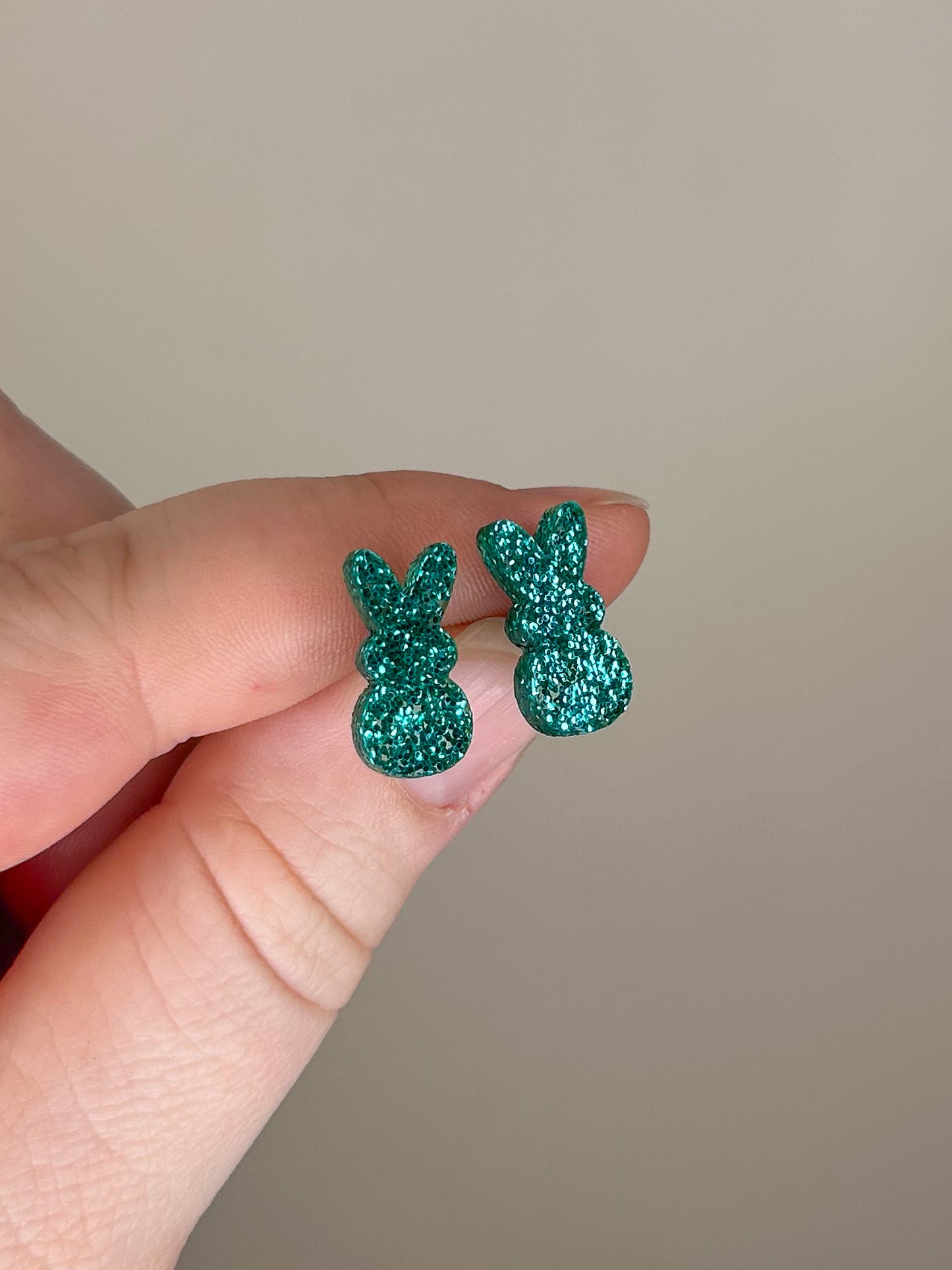 Teal Glitter Peep Acrylic Studs