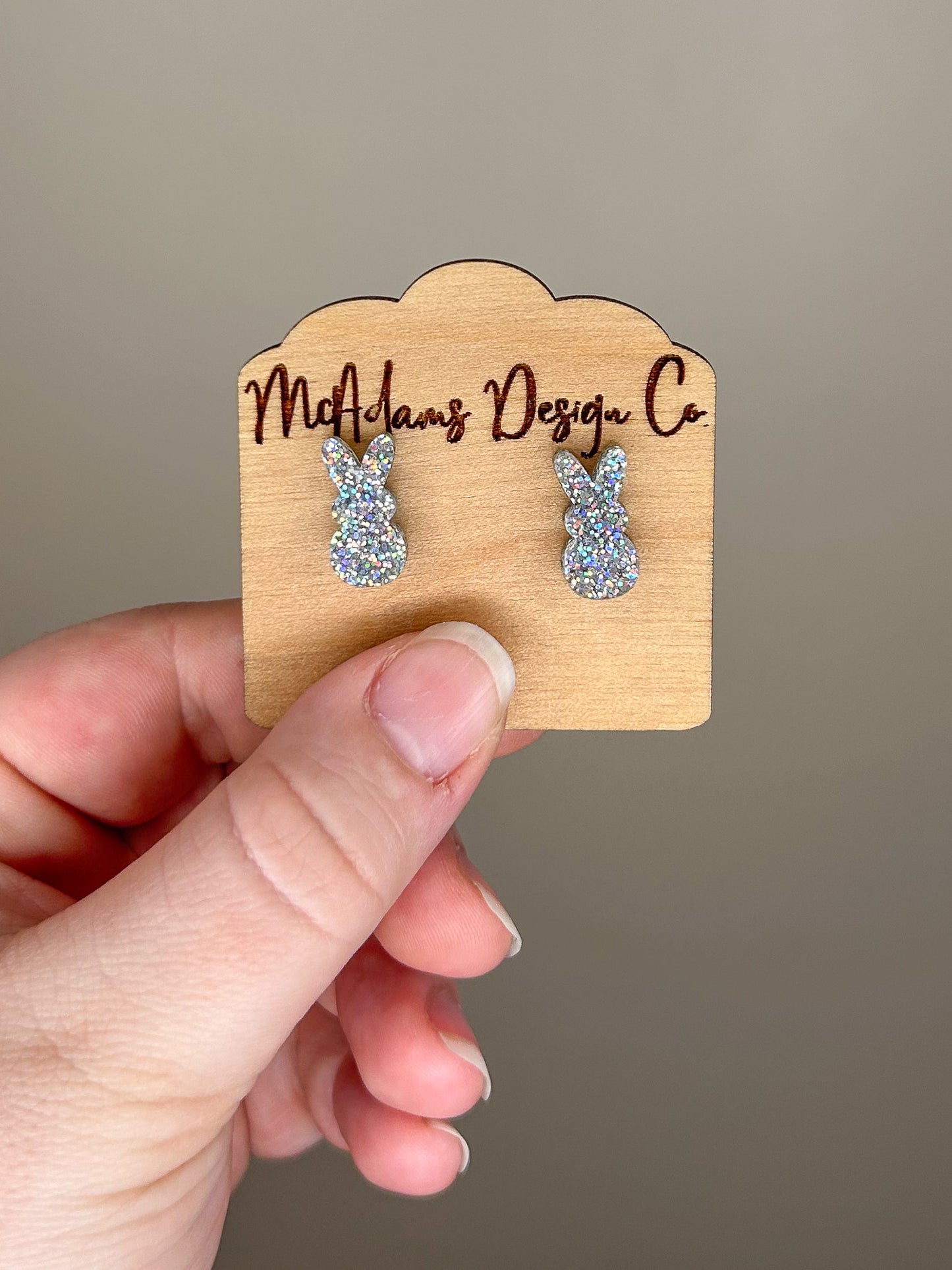 Silver Glitter Peep Acrylic Studs