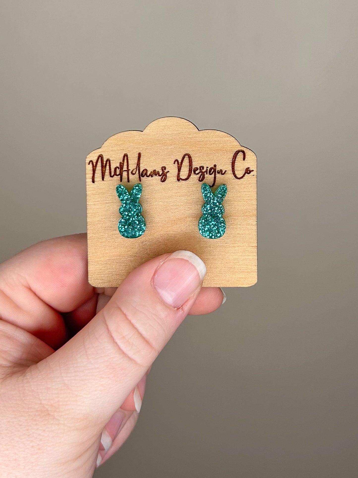 Teal Glitter Peep Acrylic Studs