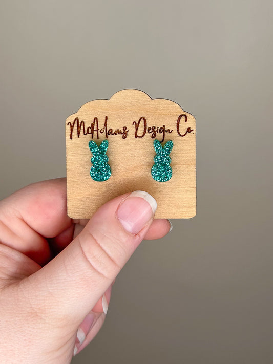 Teal Glitter Peep Acrylic Studs