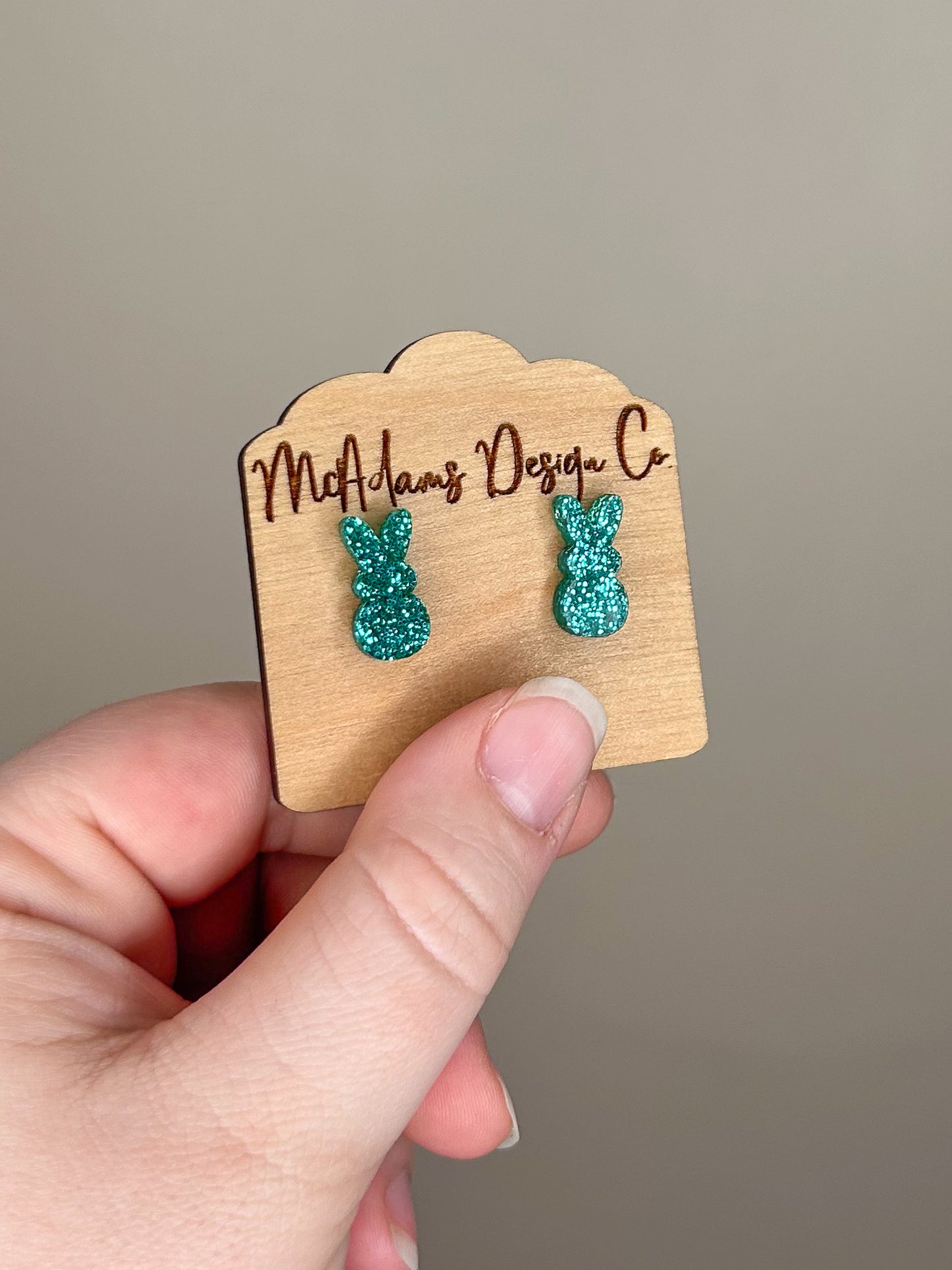 Teal Glitter Peep Acrylic Studs