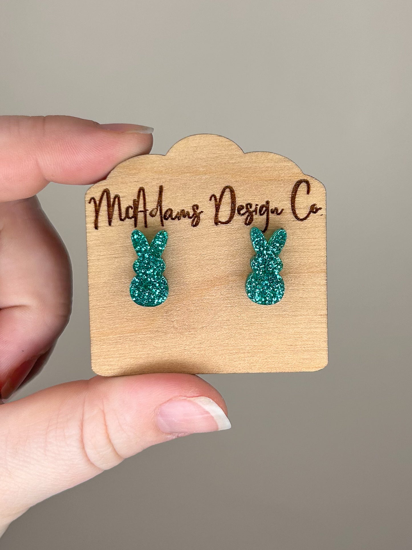 Teal Glitter Peep Acrylic Studs