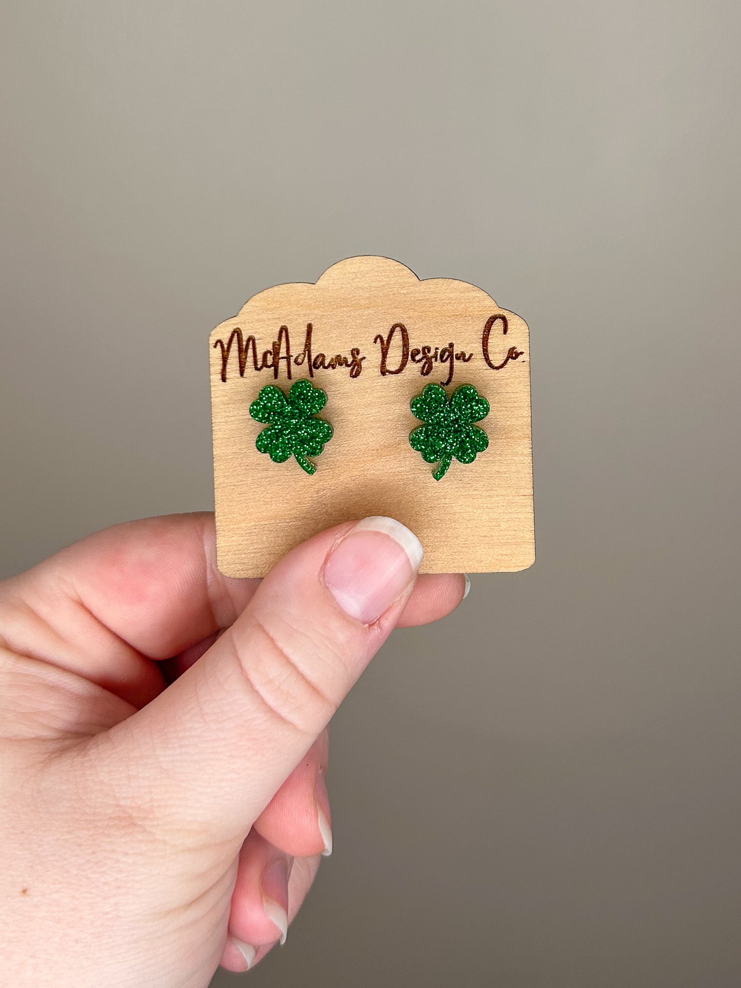 Glitter Four Leaf Clover Acrylic Studs