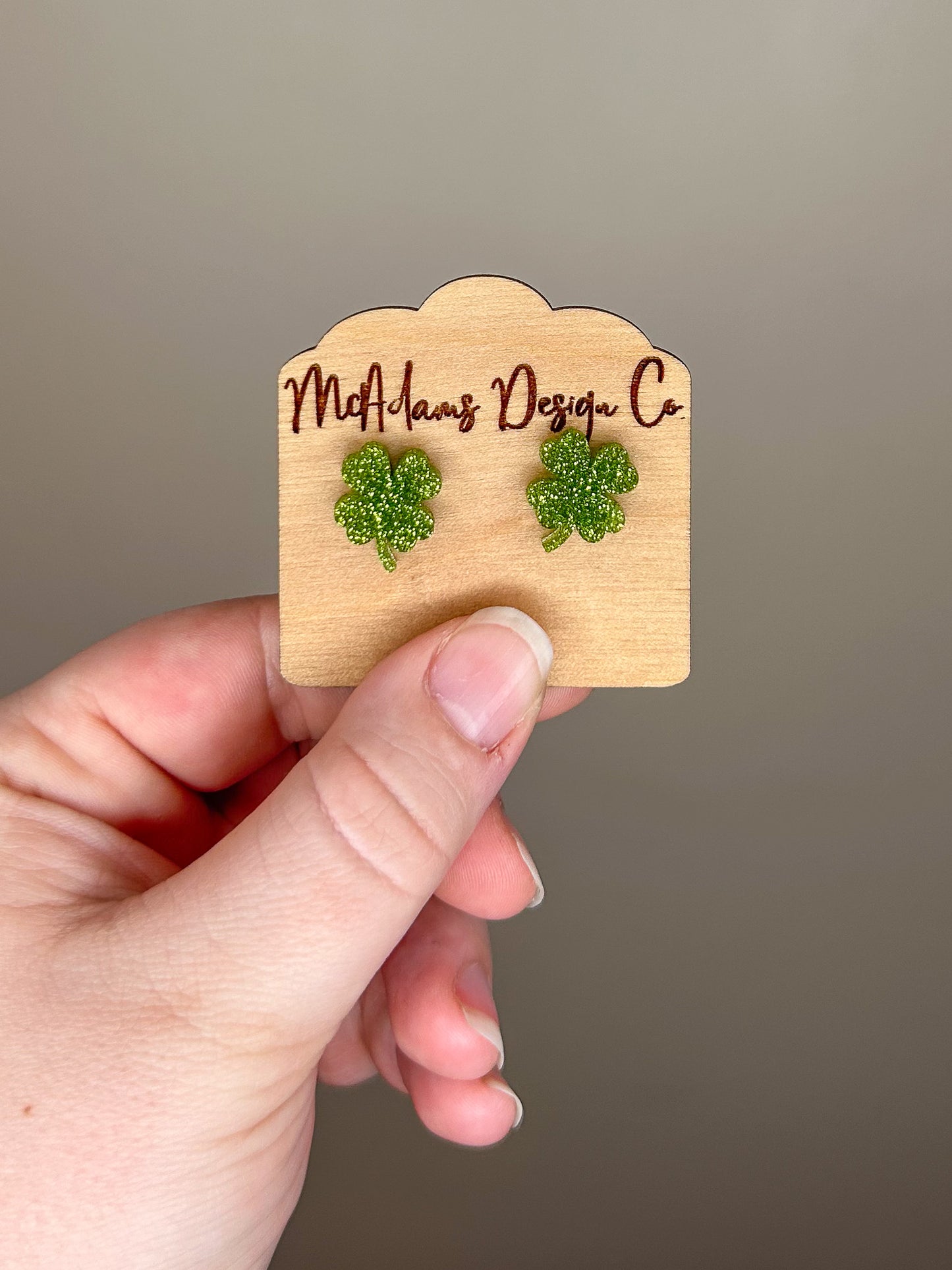 Glitter Four Leaf Clover Acrylic Studs