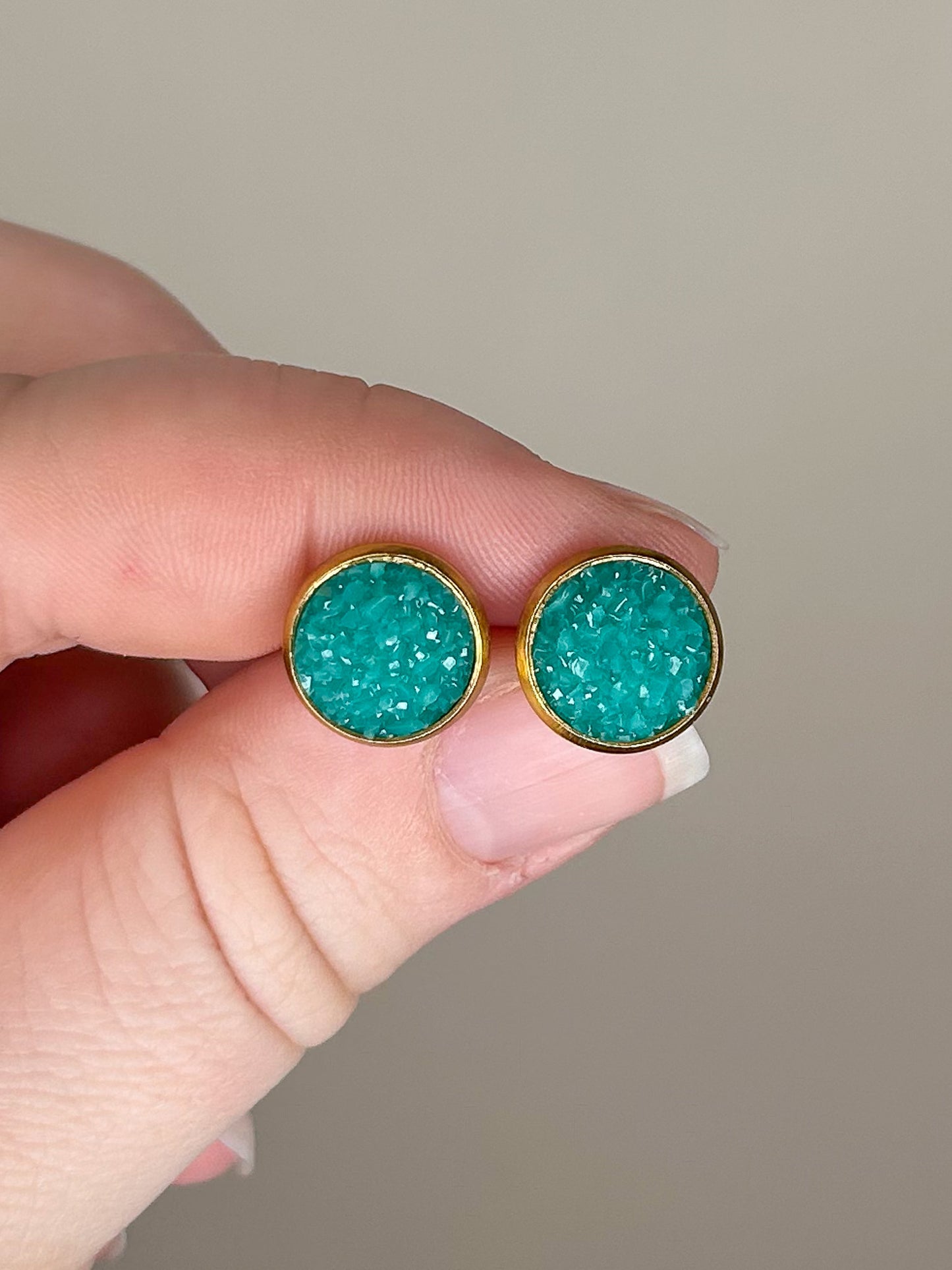 Teal Druzy Studs