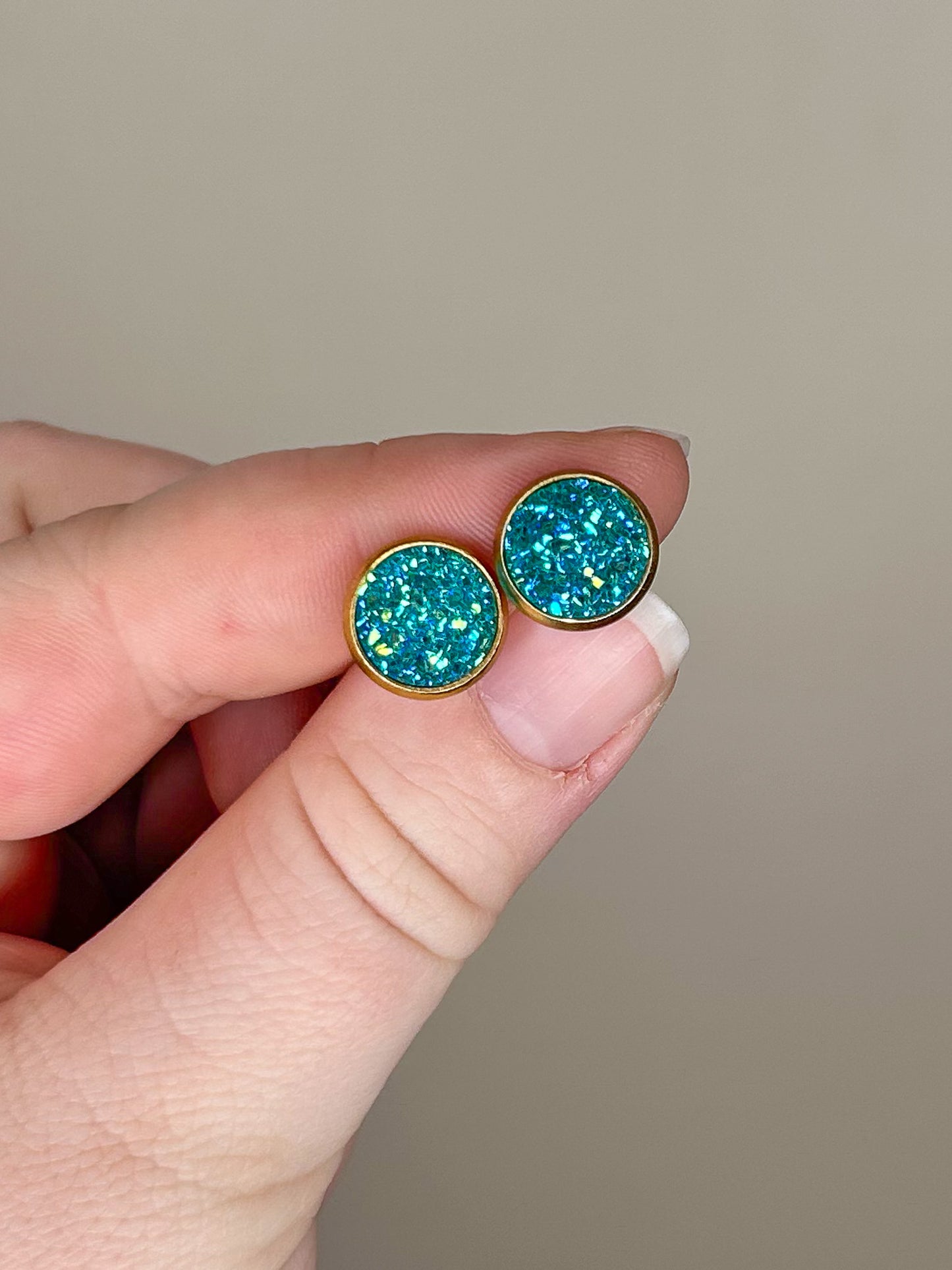Turquoise Druzy Studs