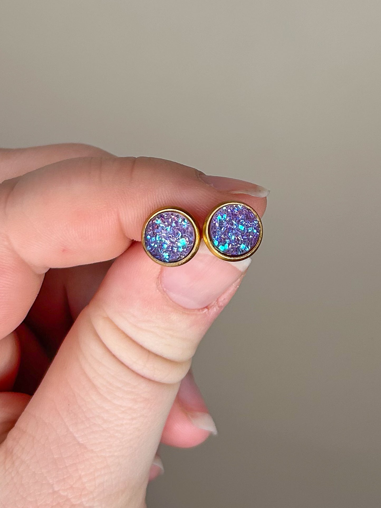 Mini Purple Druzy Studs