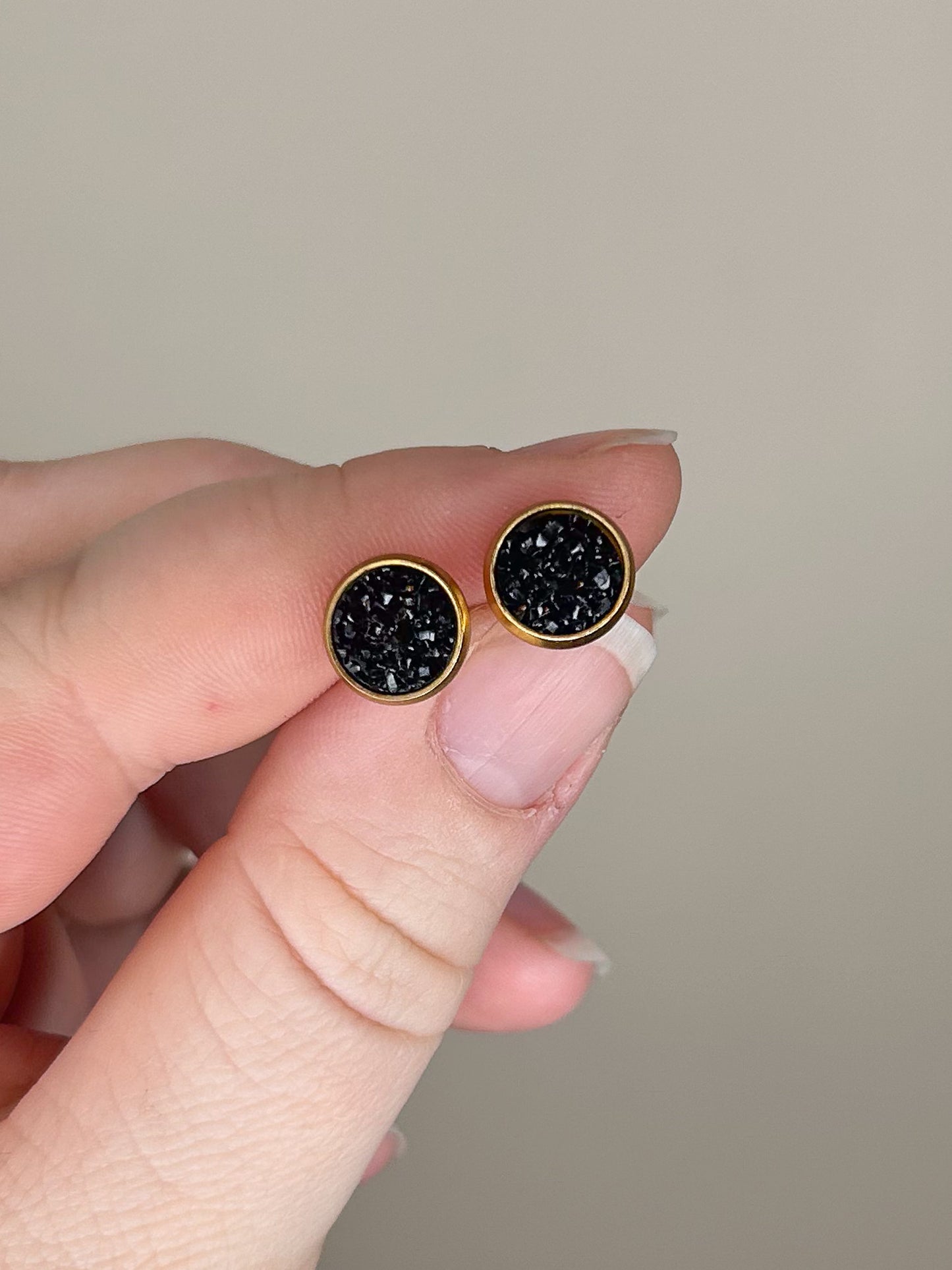 Mini Black Druzy Studs