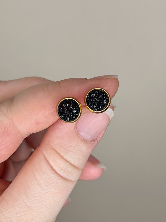 Mini Black Druzy Studs