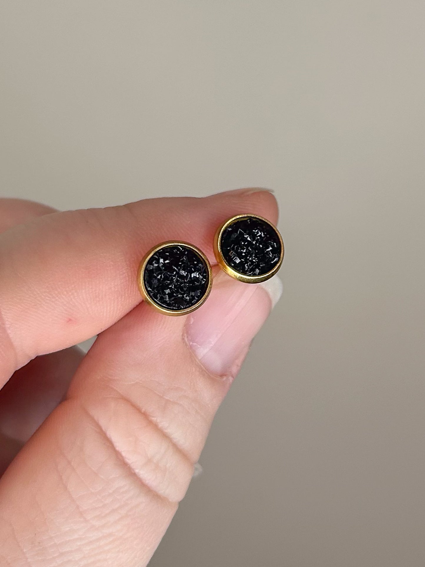 Mini Black Druzy Studs