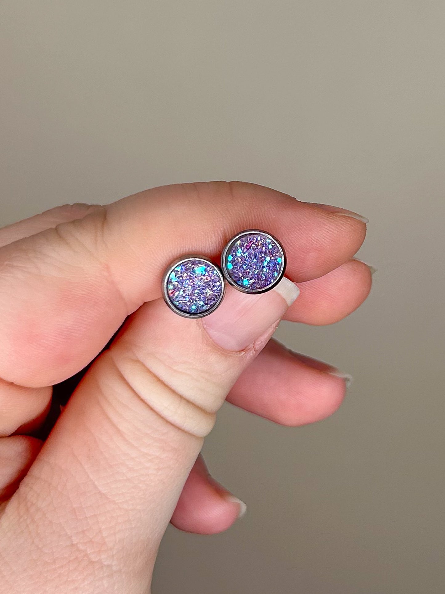 Mini Purple Druzy Studs