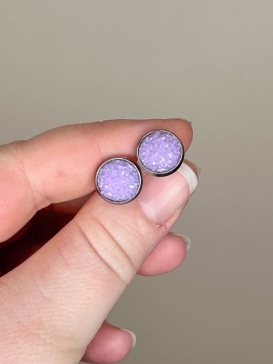 Lavendar Druzy Studs