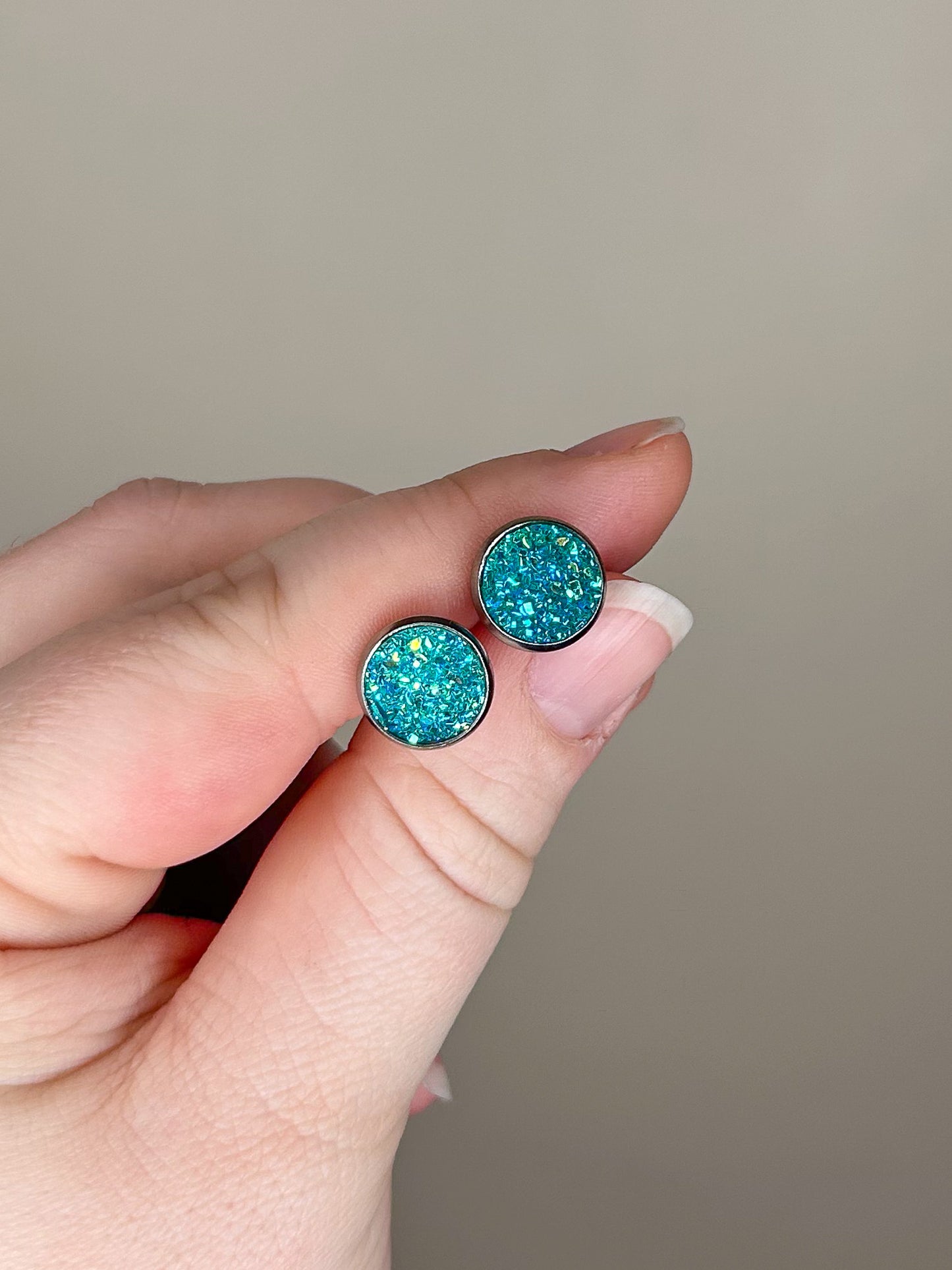 Turquoise Druzy Studs