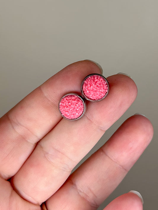 Rose Druzy Studs