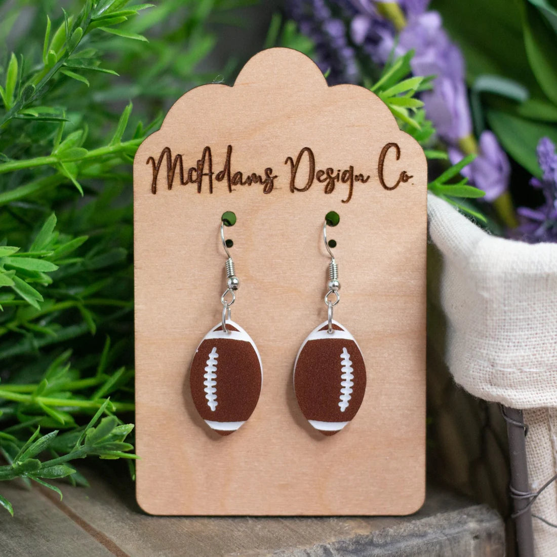 Acrylic Football Earrings (5 Pairs)
