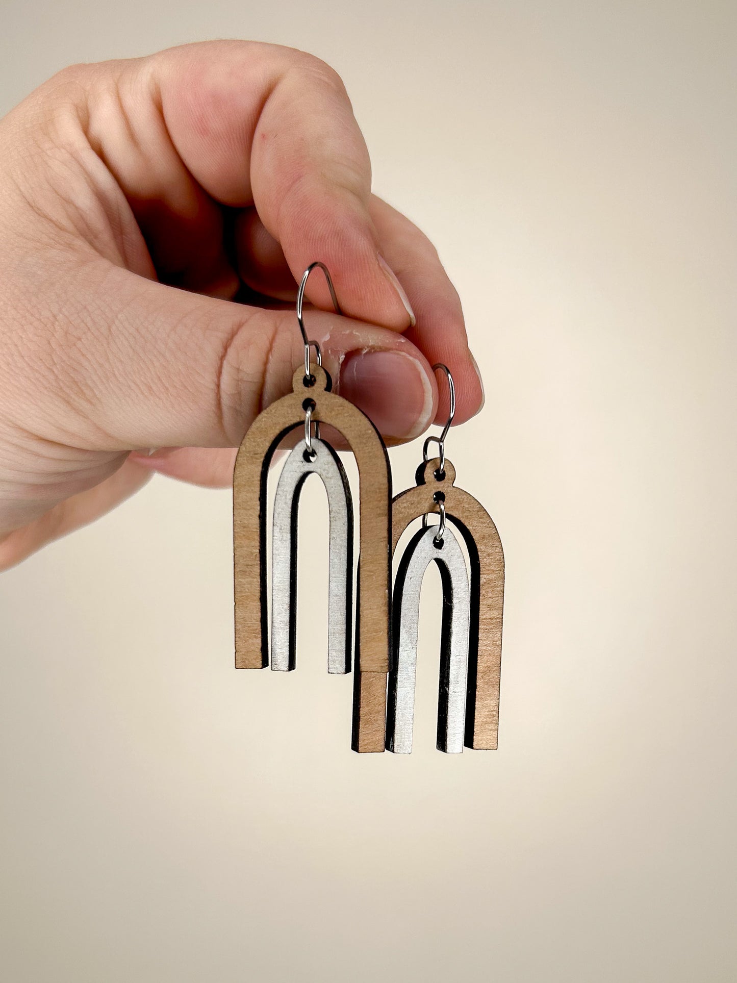 Double Arch Wooden Earrings