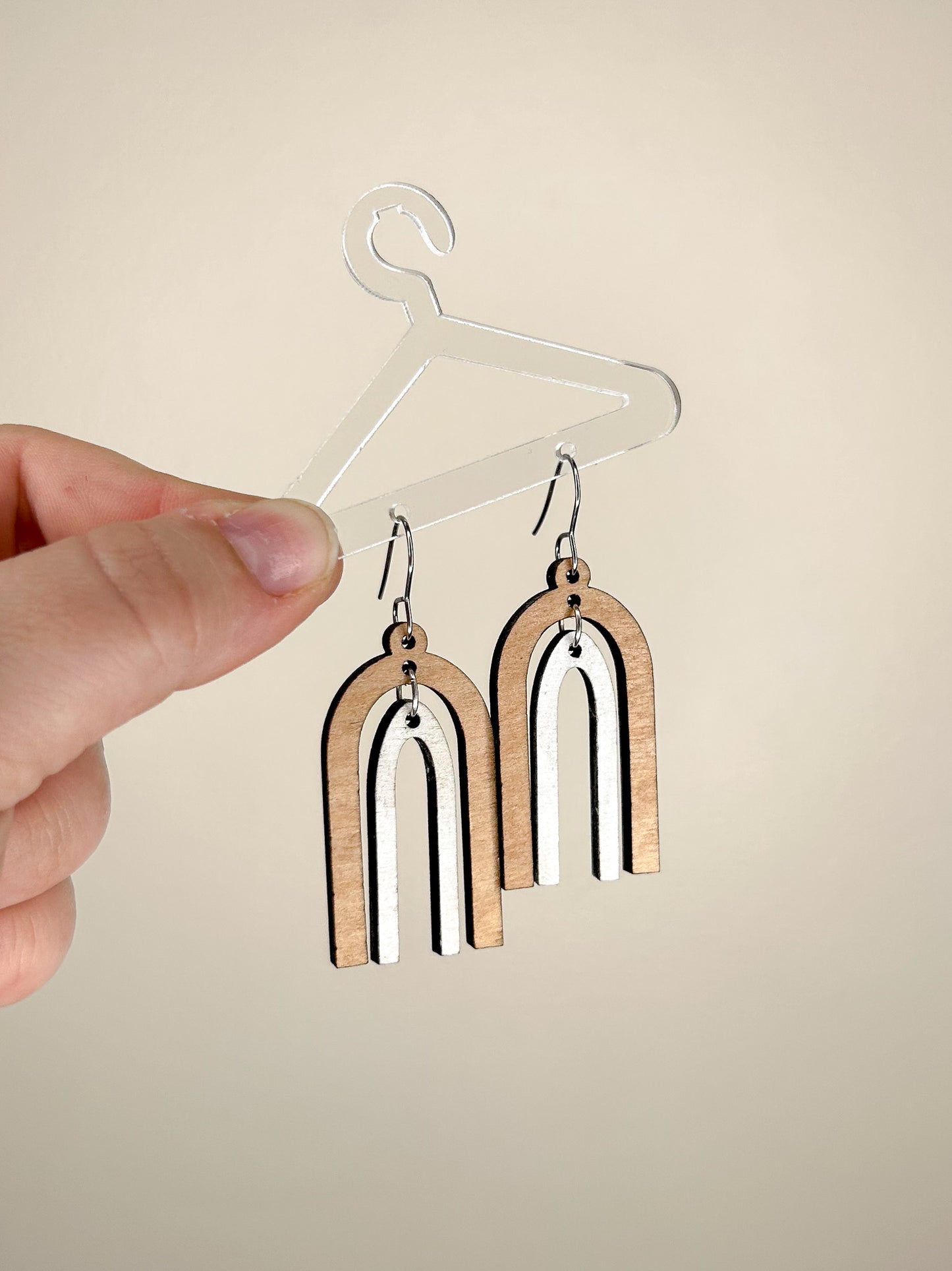 Double Arch Wooden Earrings