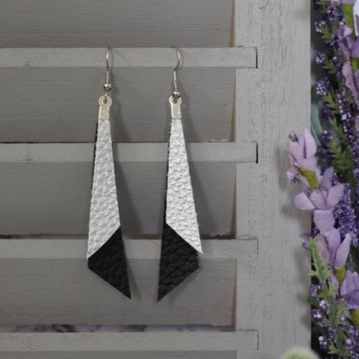 Strip Faux Leather Earrings