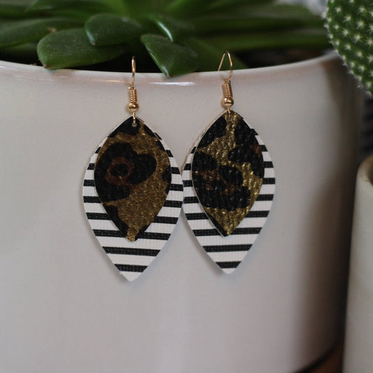 Cheetah & Stripes Faux Leather Earring
