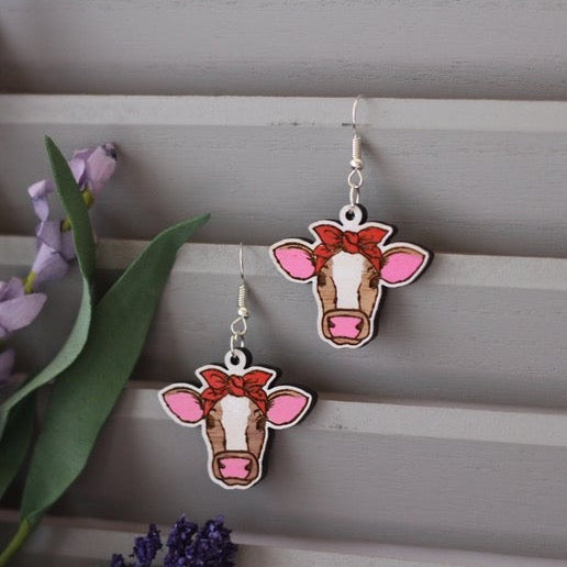 Cow in Bandana Earrings