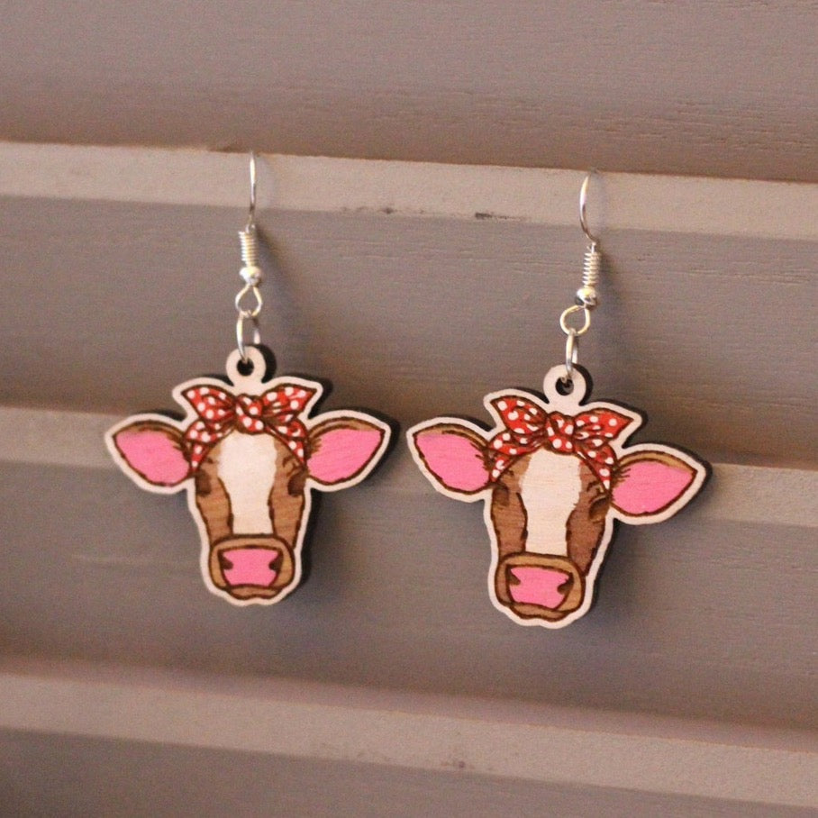 Cow in Polkadot Bandana Earrings