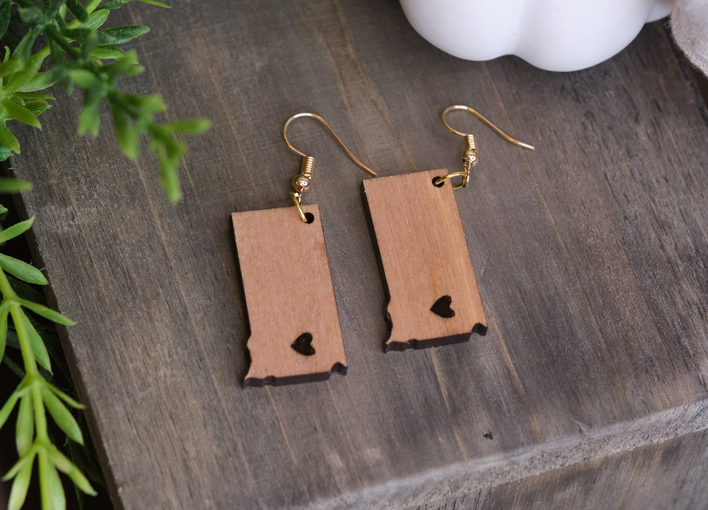 South Dakota Wooden Earrings