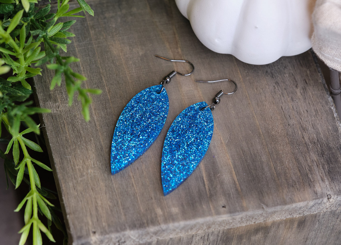 Blue Sparkle Acrylic Earrings