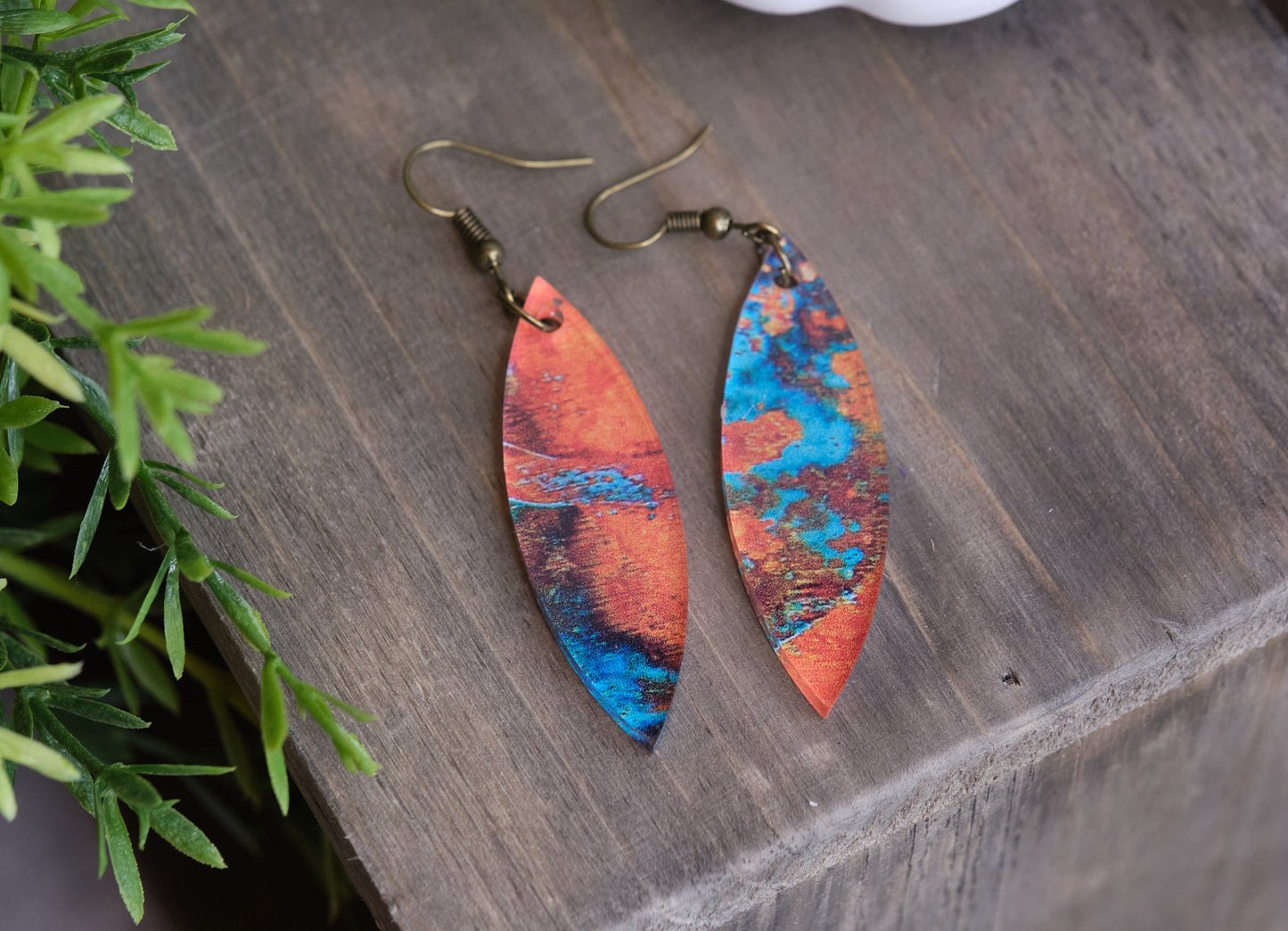 Aged Copper Acrylic Earrings