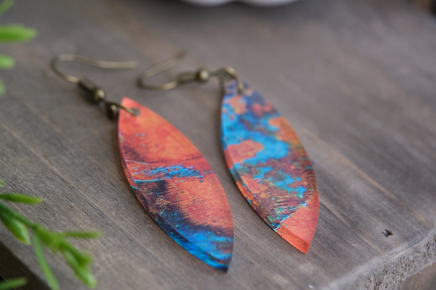 Aged Copper Acrylic Earrings