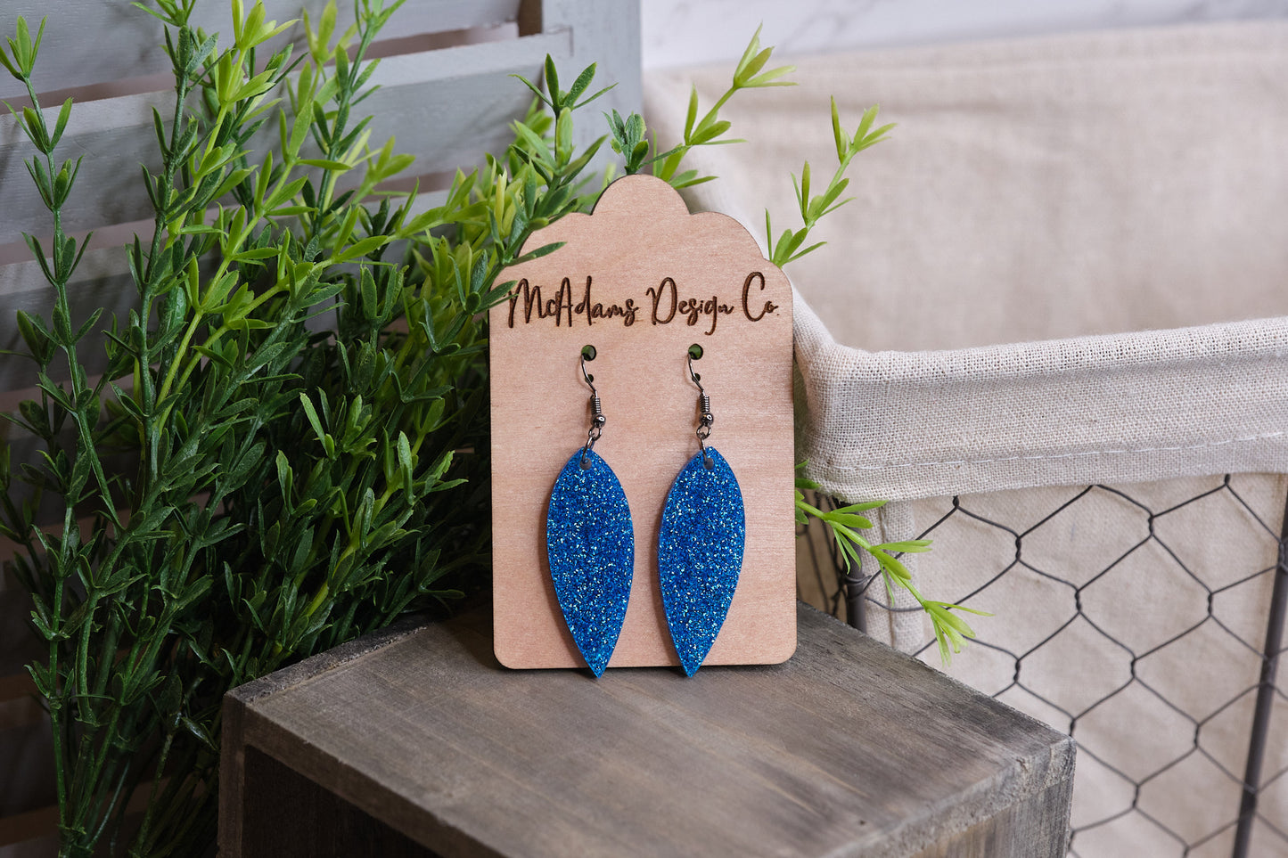 Blue Sparkle Acrylic Earrings