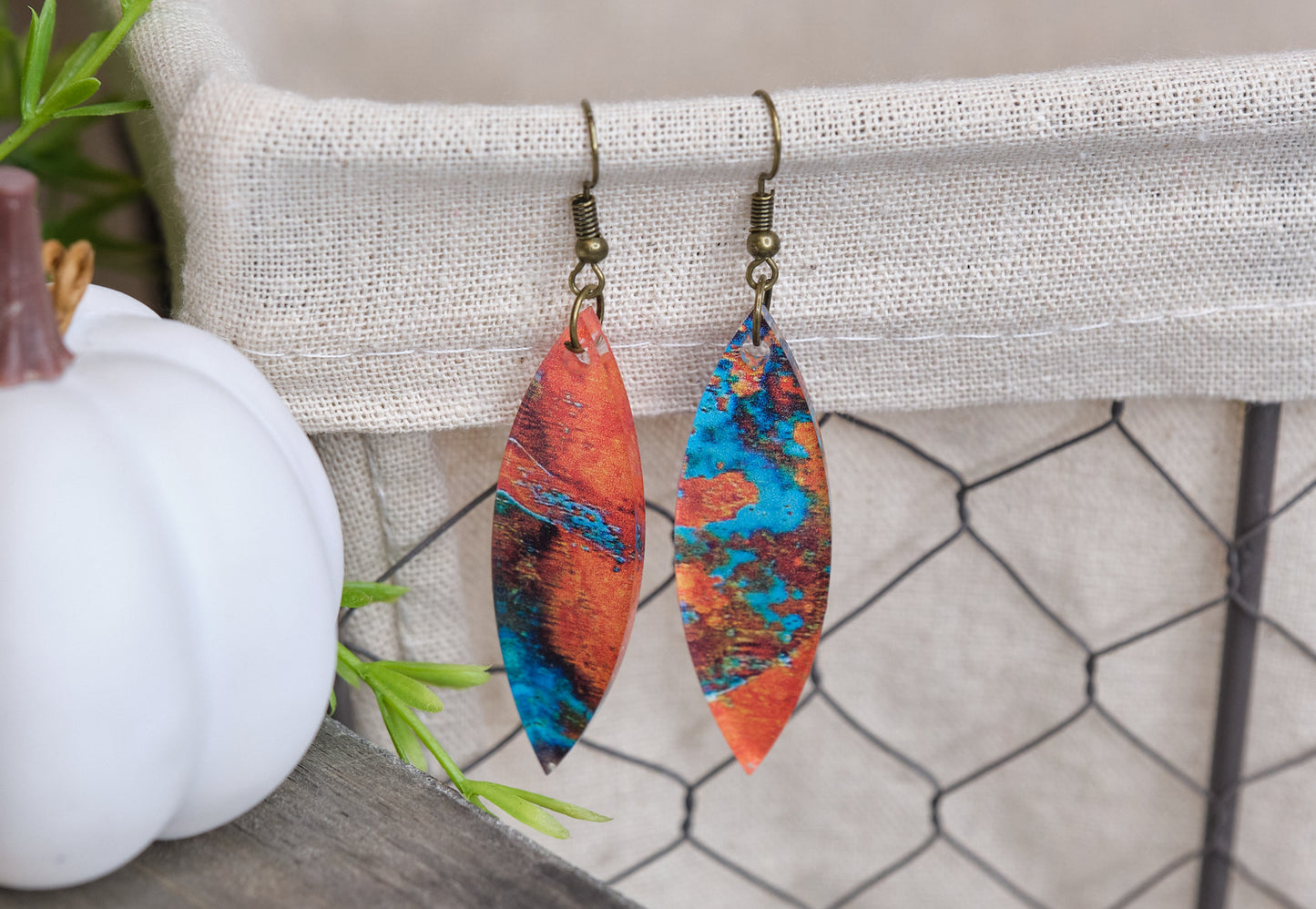 Aged Copper Acrylic Earrings