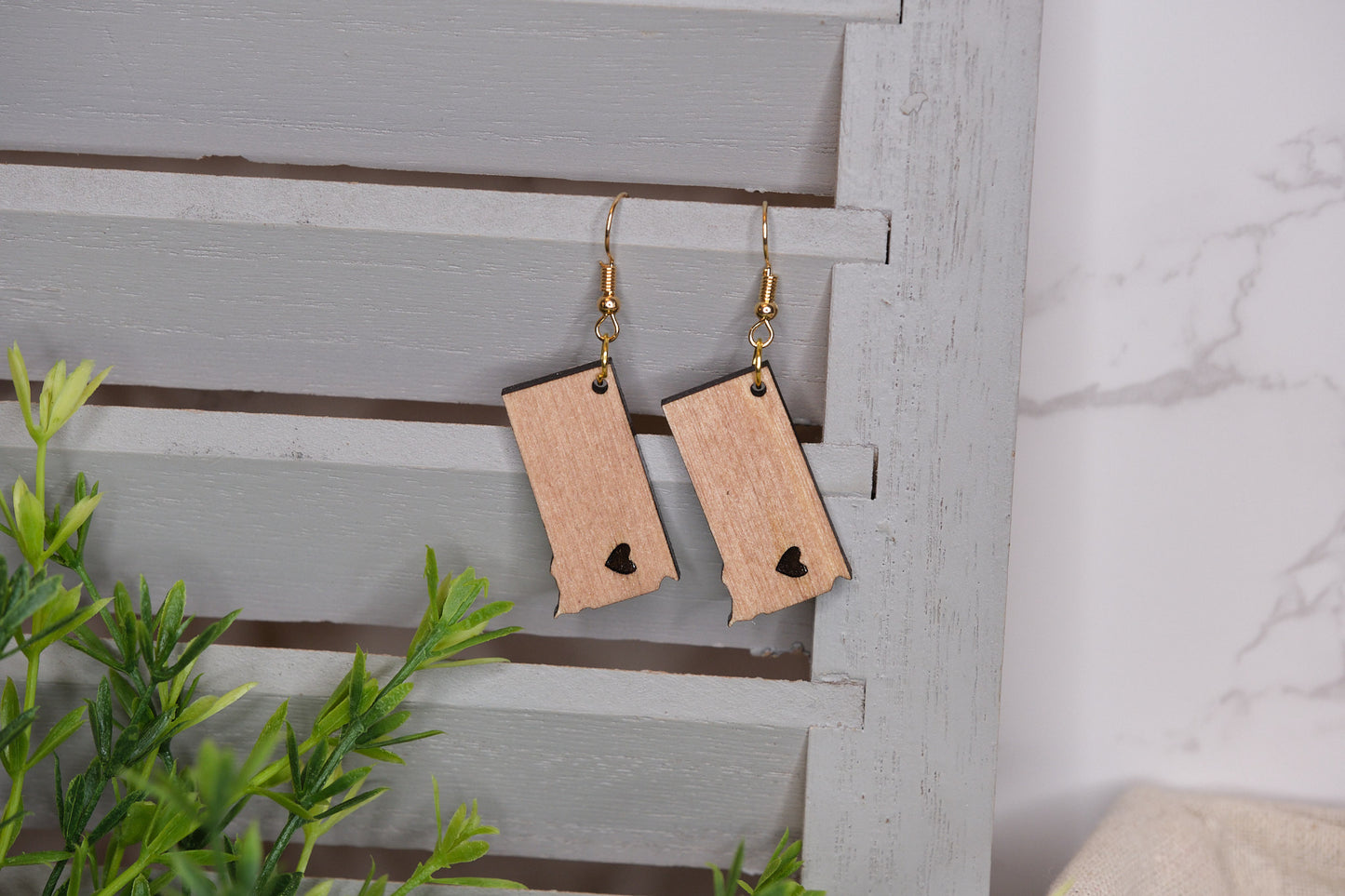 South Dakota Wooden Earrings