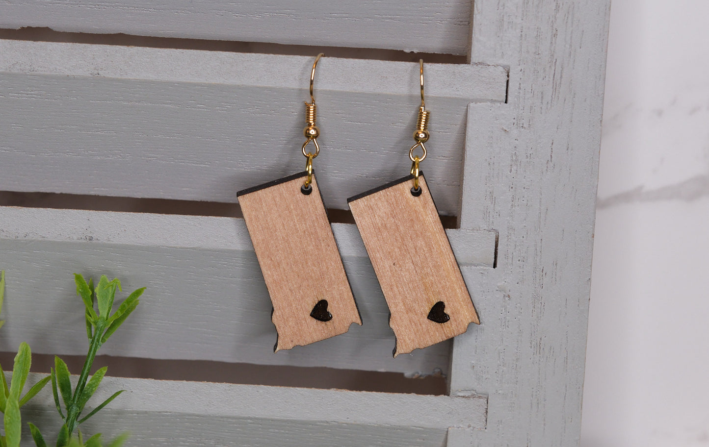 South Dakota Wooden Earrings