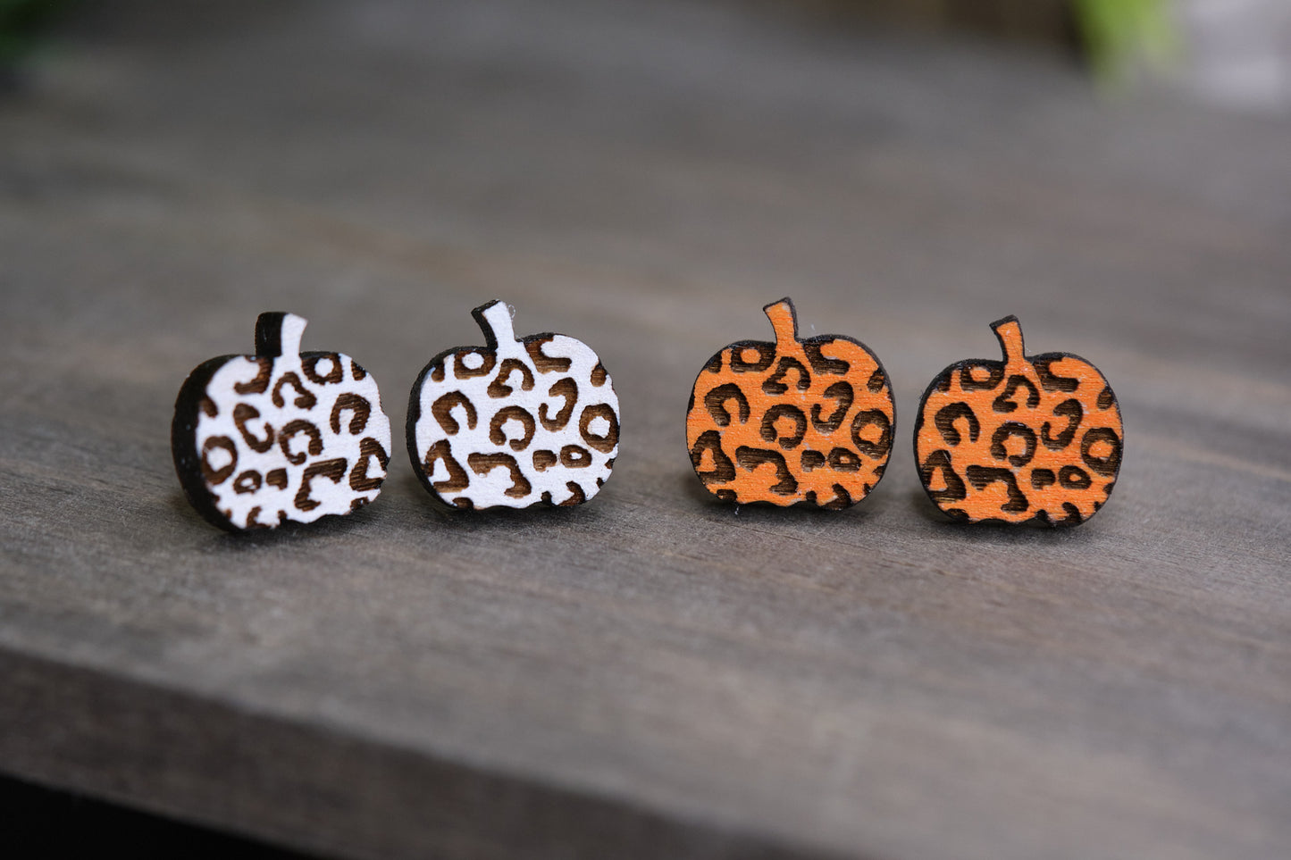 Leopard Pumpkin Studs