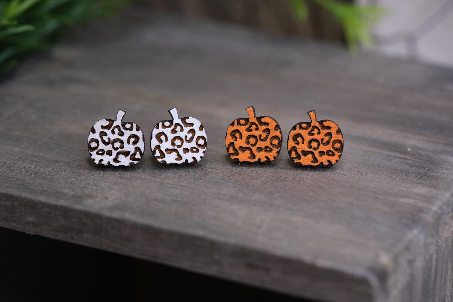Leopard Pumpkin Studs