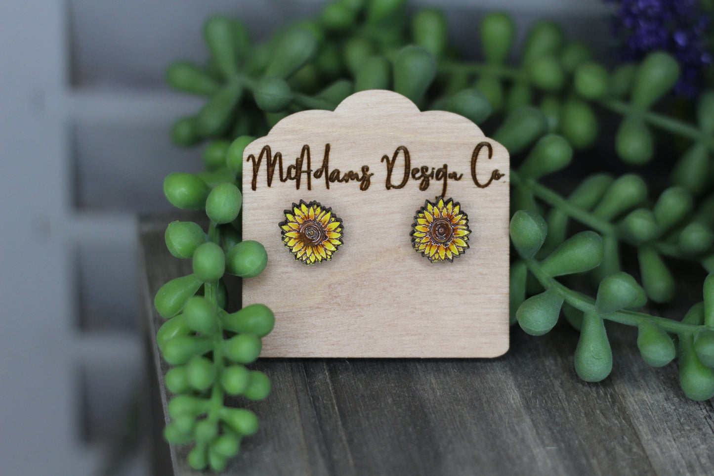 Sunflower Wooden Studs