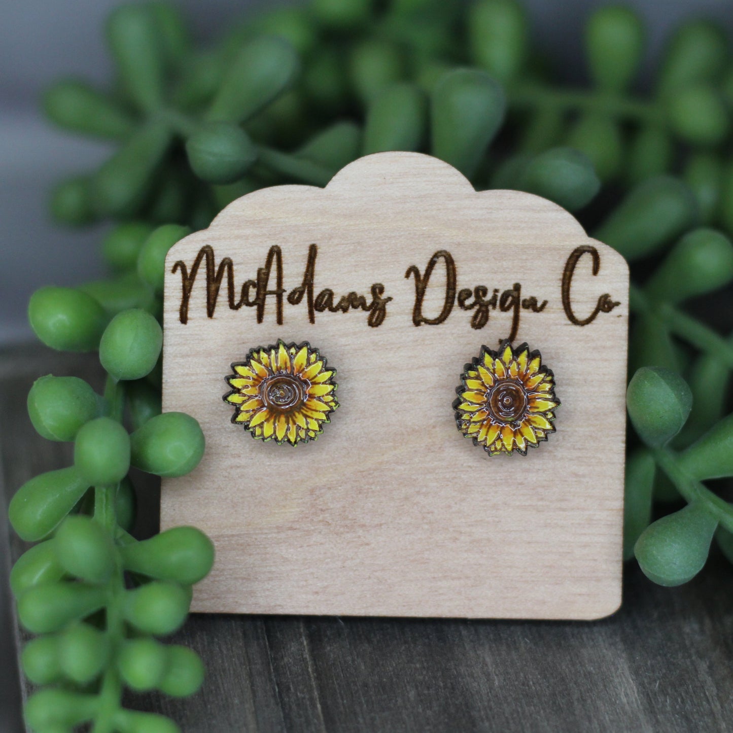 Sunflower Wooden Studs
