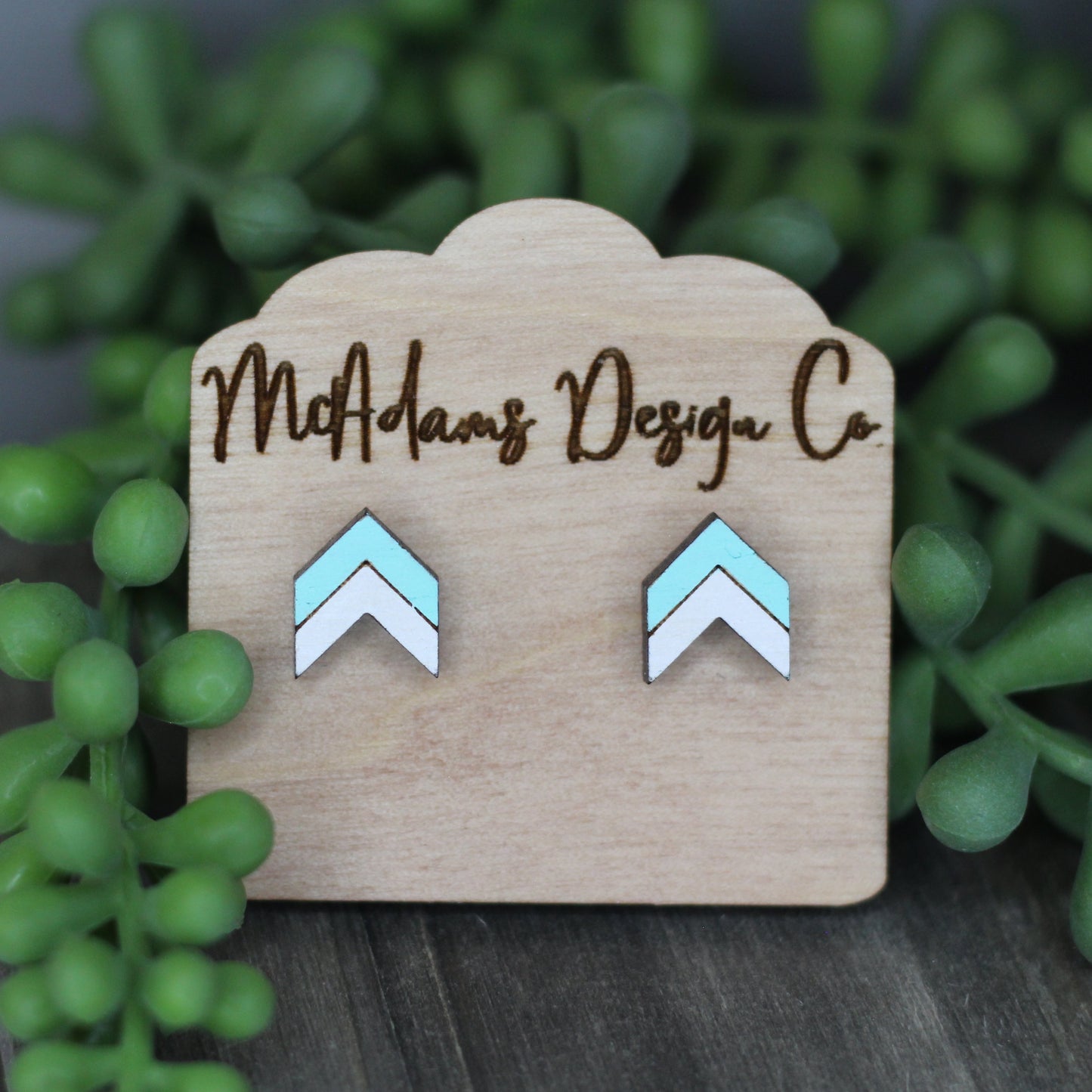 Mint & White Chevron Studs