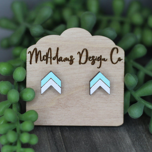 Mint & White Chevron Studs