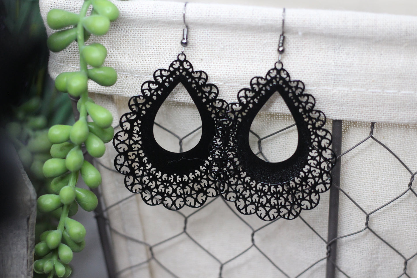 Black Lace Earrings