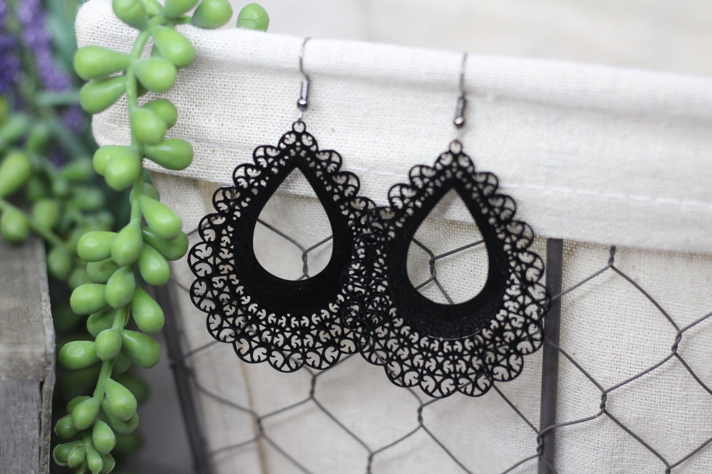Black Lace Earrings