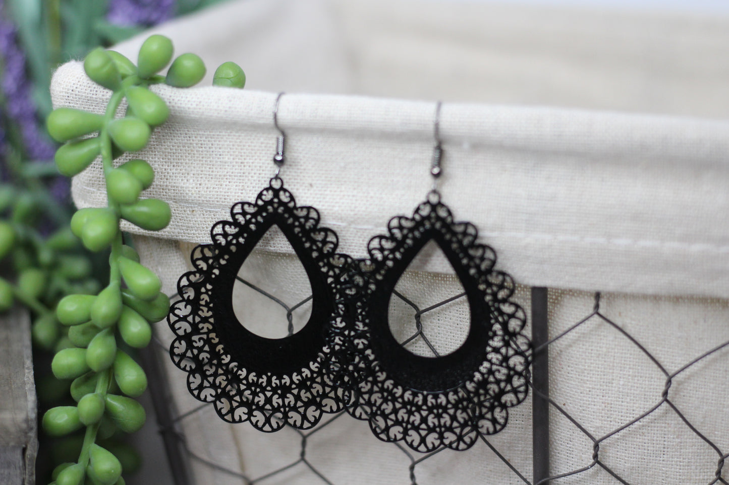 Black Lace Earrings