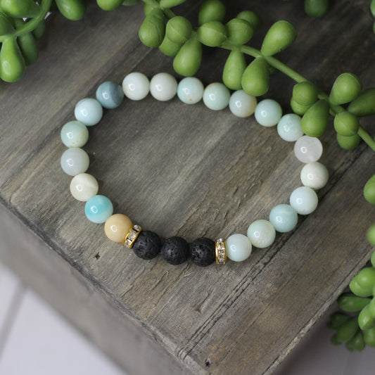 Amazonite & Lava Rock Bracelet