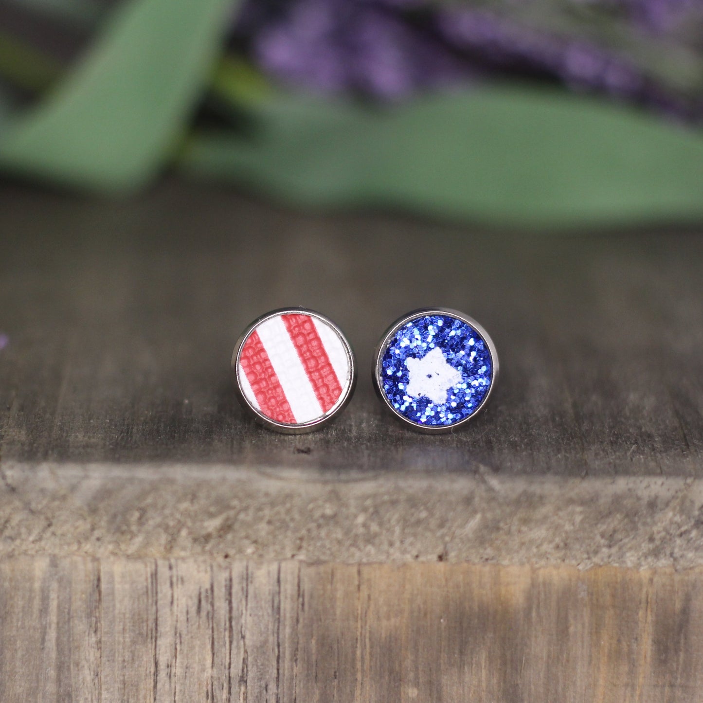 Mismatched Stars & Stripes Studs