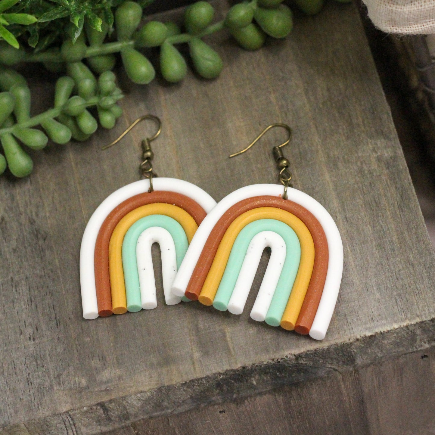 Polymer Clay Autumn Rainbow Earrings
