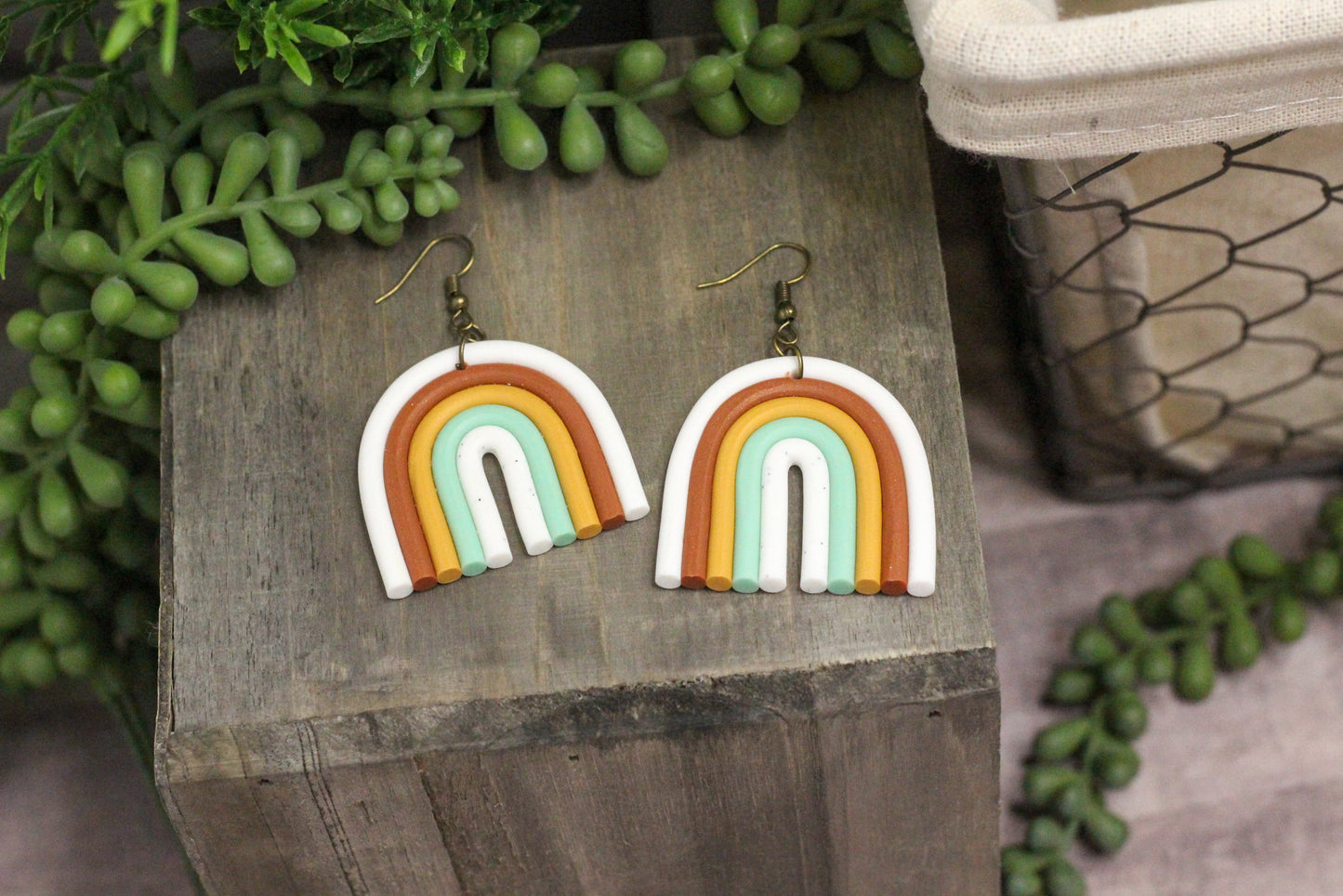 Polymer Clay Autumn Rainbow Earrings
