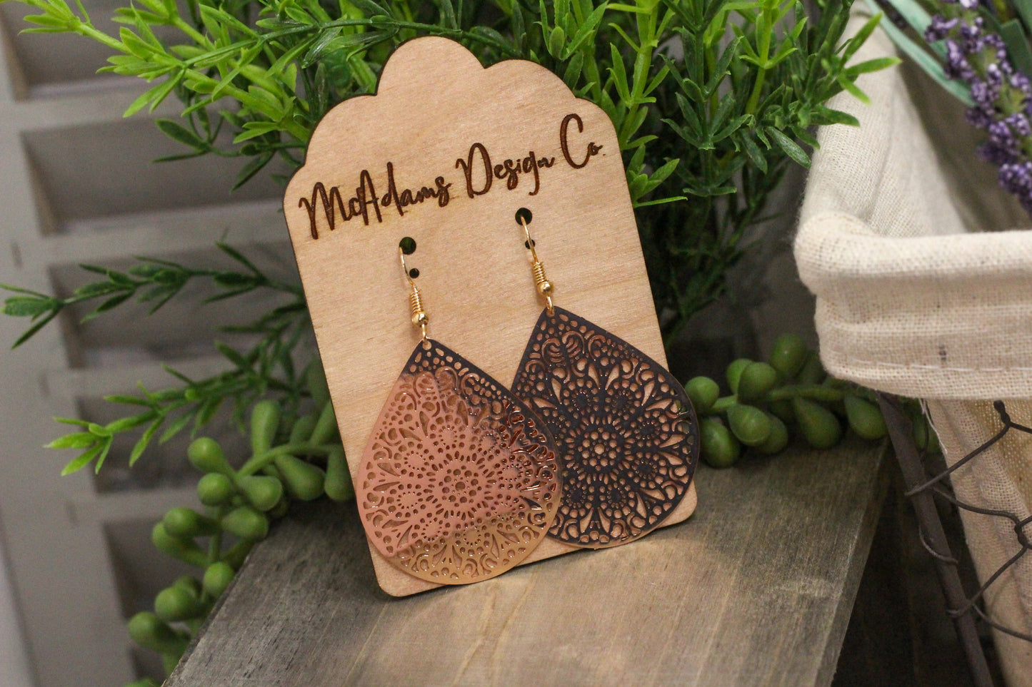 Rose Gold Mandala Earrings