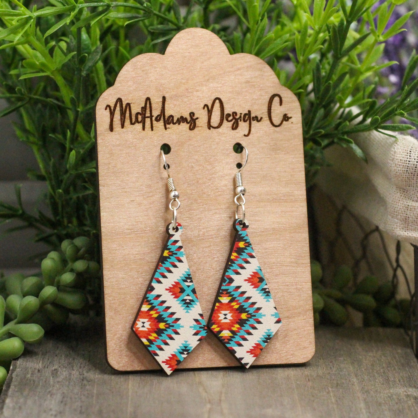 Aztec Wooden Earrings