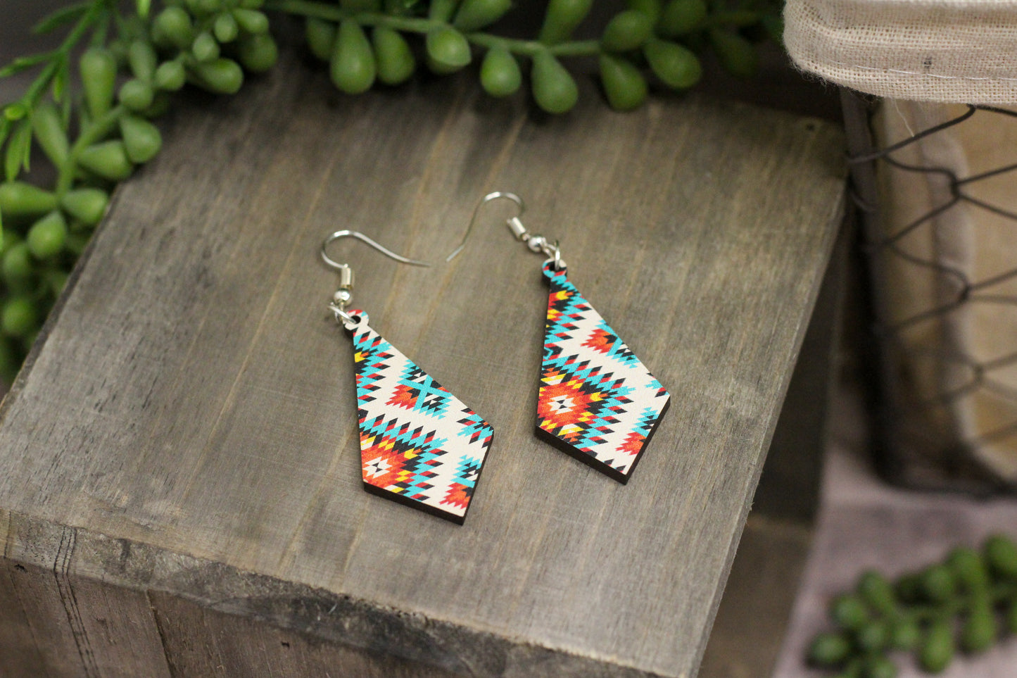 Aztec Wooden Earrings