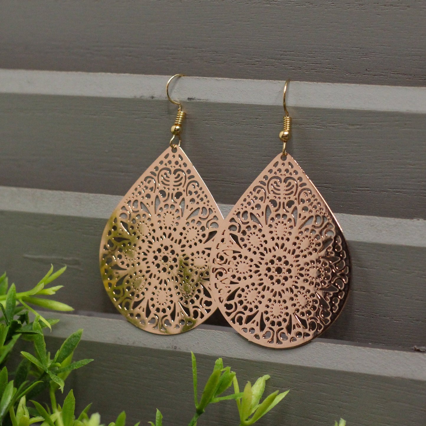 Rose Gold Mandala Earrings